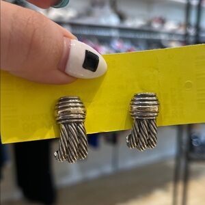 David Yurman Silver and Gold Twisted Earrings